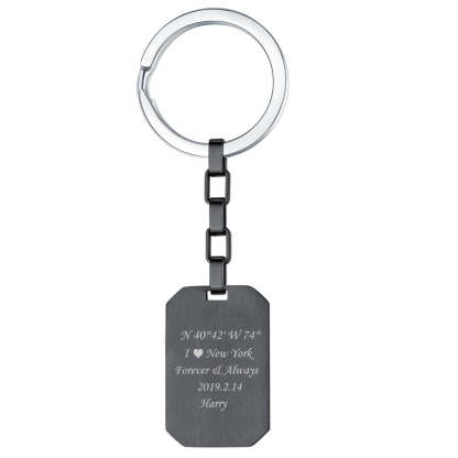 Custom Engraved Dog Tag Keychains black