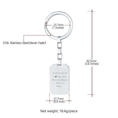 Custom Engraved Dog Tag Keychains detail