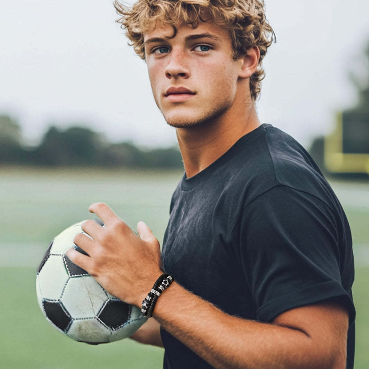 Custom Soccer Ball sports Leather Bracelet