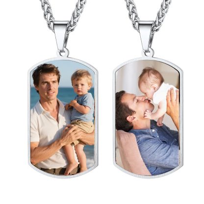 Double-sided Photo Custom Dog Tag Pendant Necklace For Men