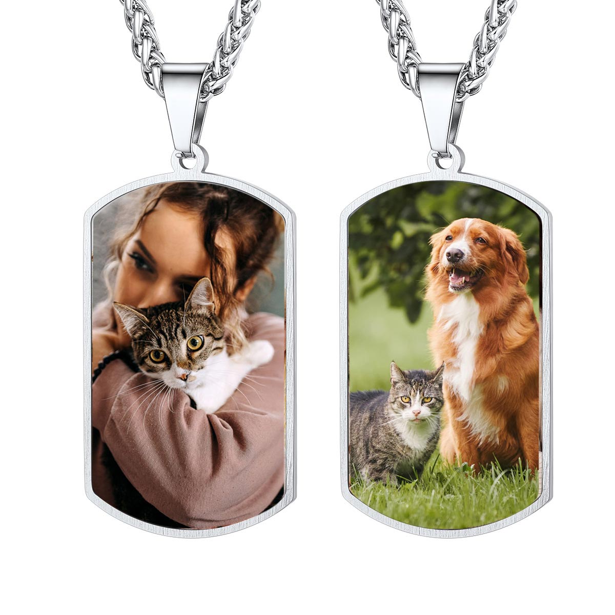 Double-sided Photo Custom Military Tags Pendant Necklace For Men