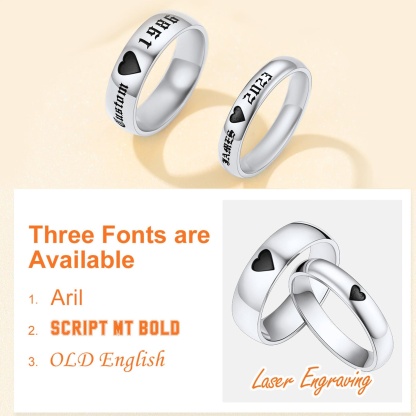 Engraved Custom Name Promise Rings for Couples 
