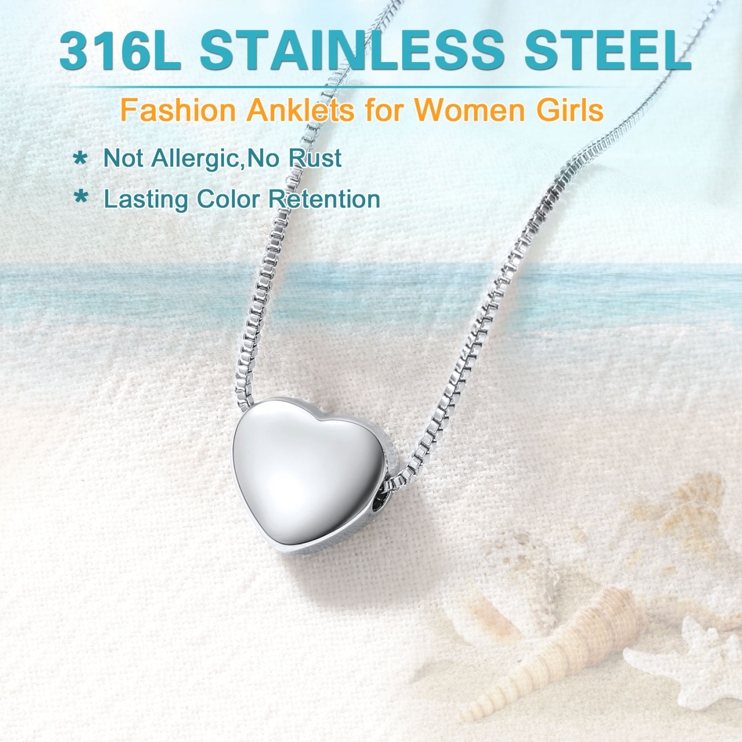 Engraved Heart Anklet for Women