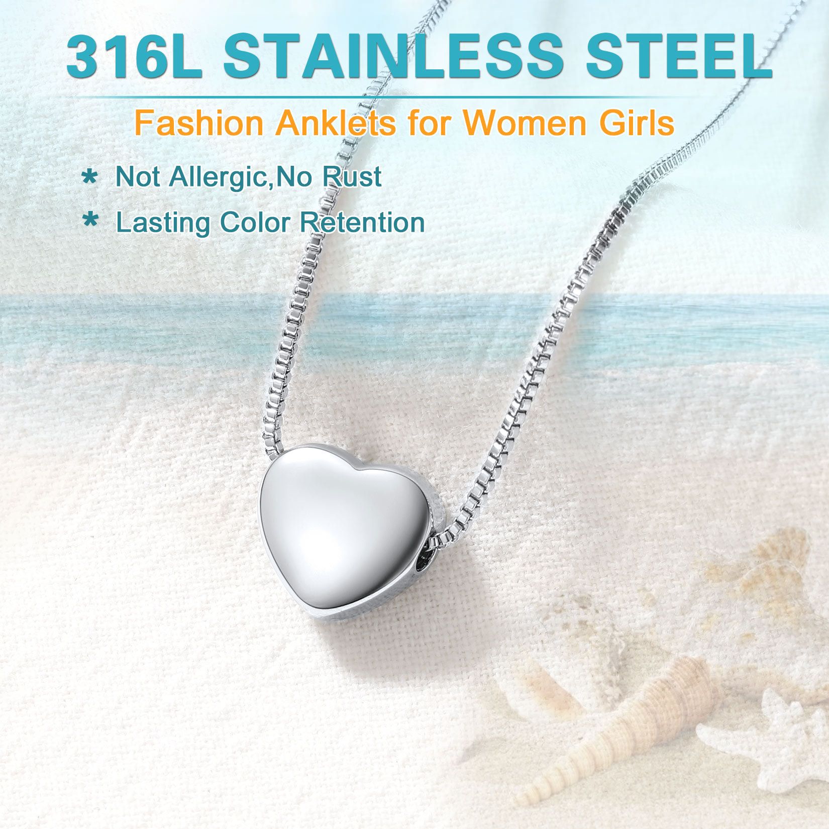 Engraved Heart Anklet for Women