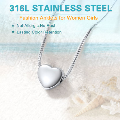 Engraved Heart Anklet for Women