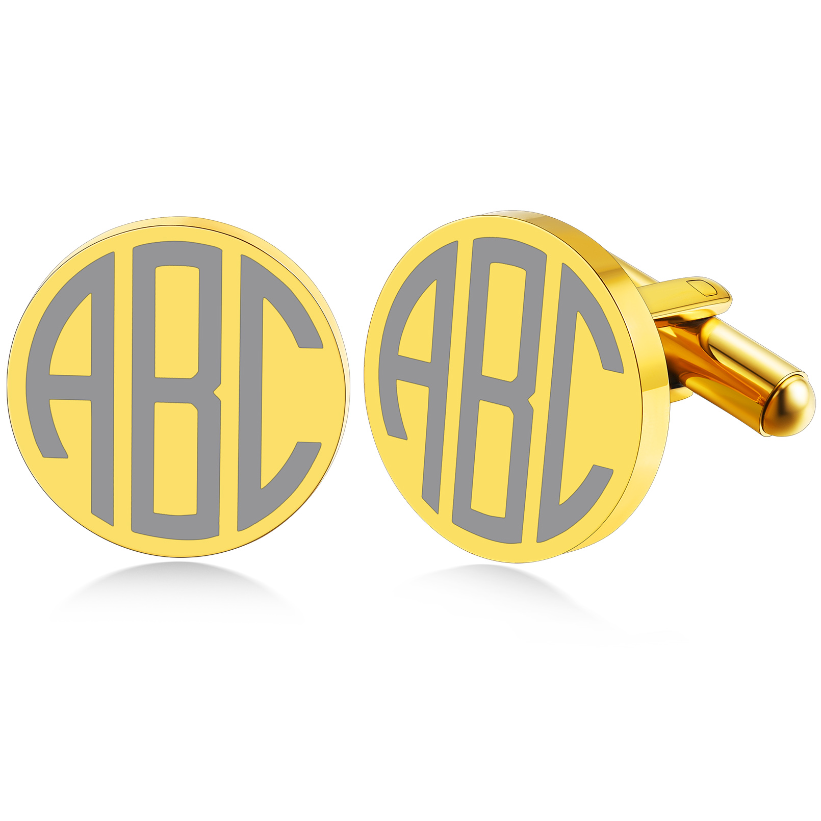 Custom Engraved initial Cufflinks gold