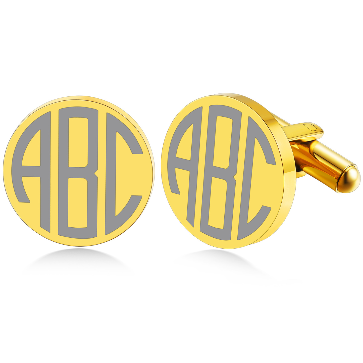 Custom Engraved initial Cufflinks gold