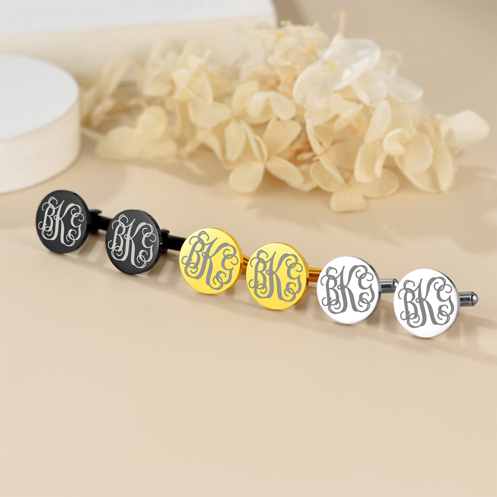 Custom Engraved Monogram Cufflinks for Men