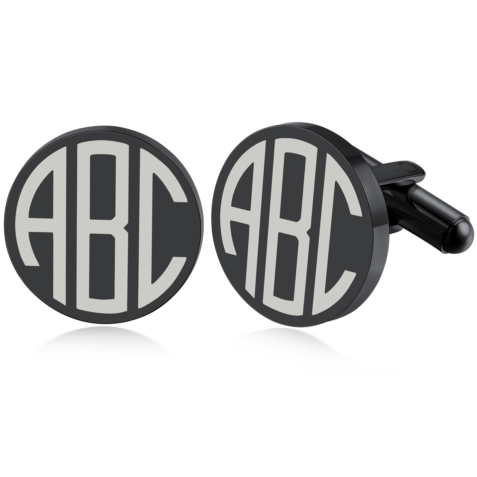 Custom Engraved initial Cufflinks black