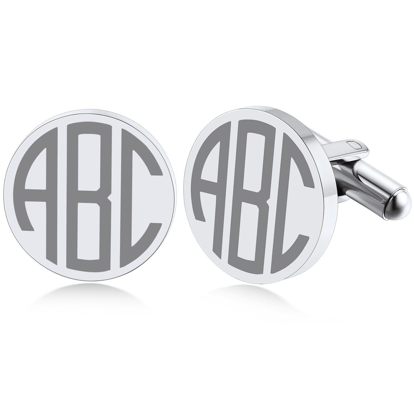 Custom Engraved initial Cufflinks silver