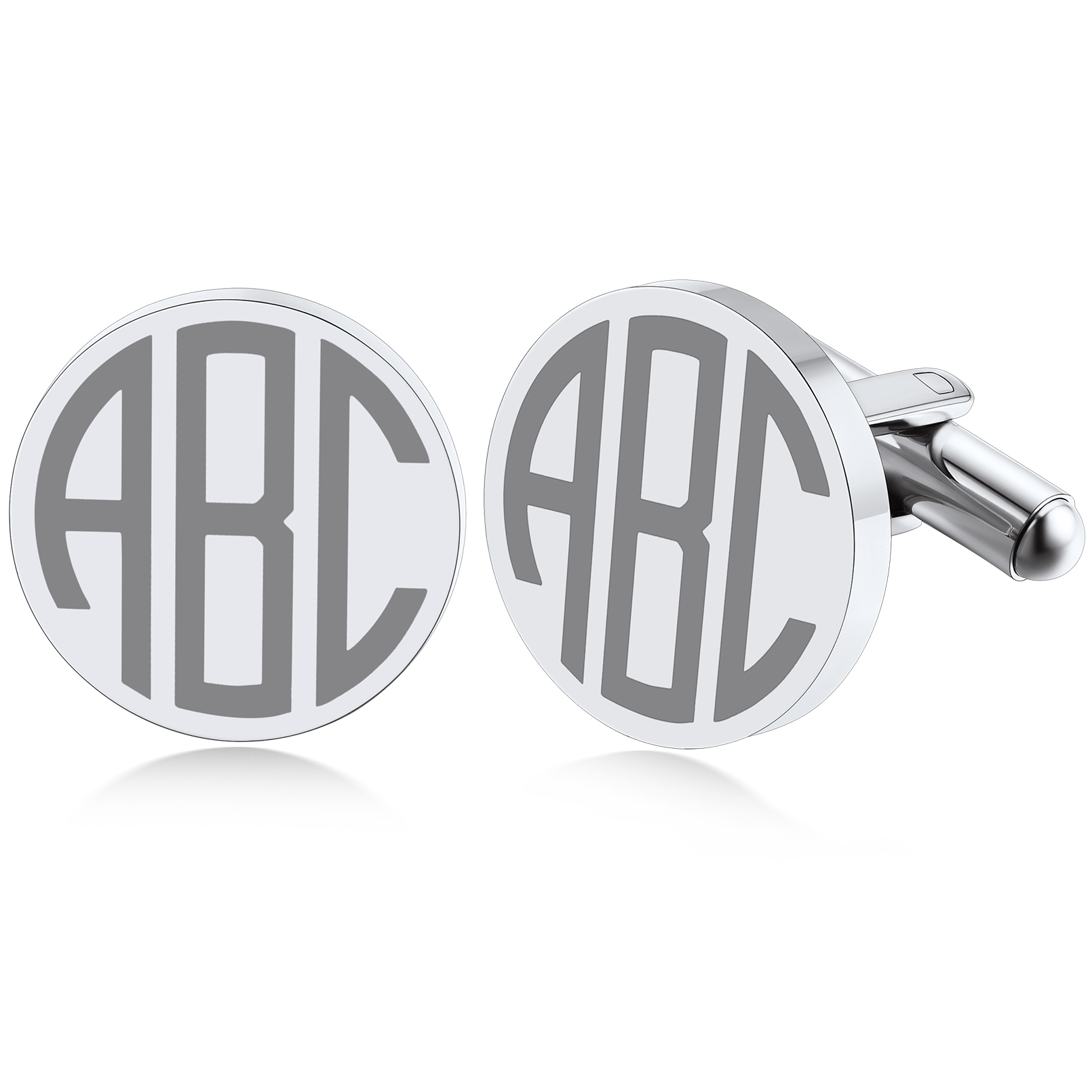 Custom Engraved initial Cufflinks silver