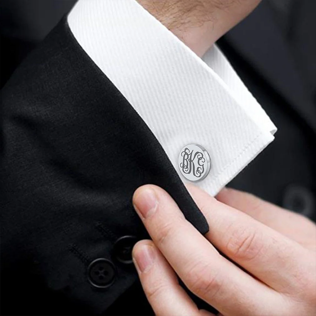 Custom Engraved Monogram Initial Cufflinks for Men