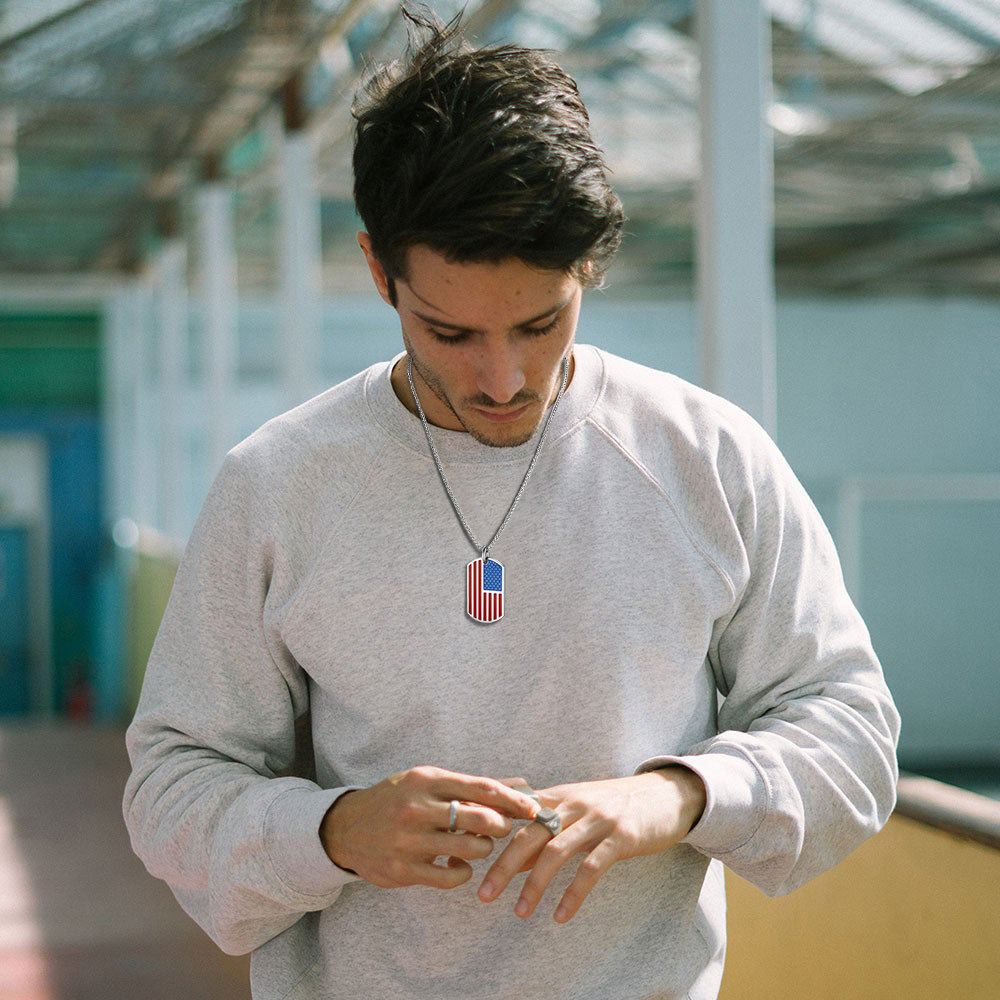 Engraved Patriotic American Flag Dog Tag