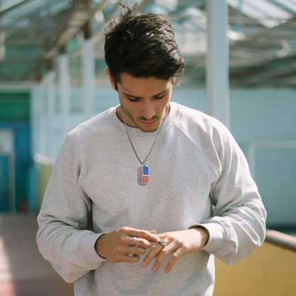 Engraved Patriotic American Flag Dog Tag