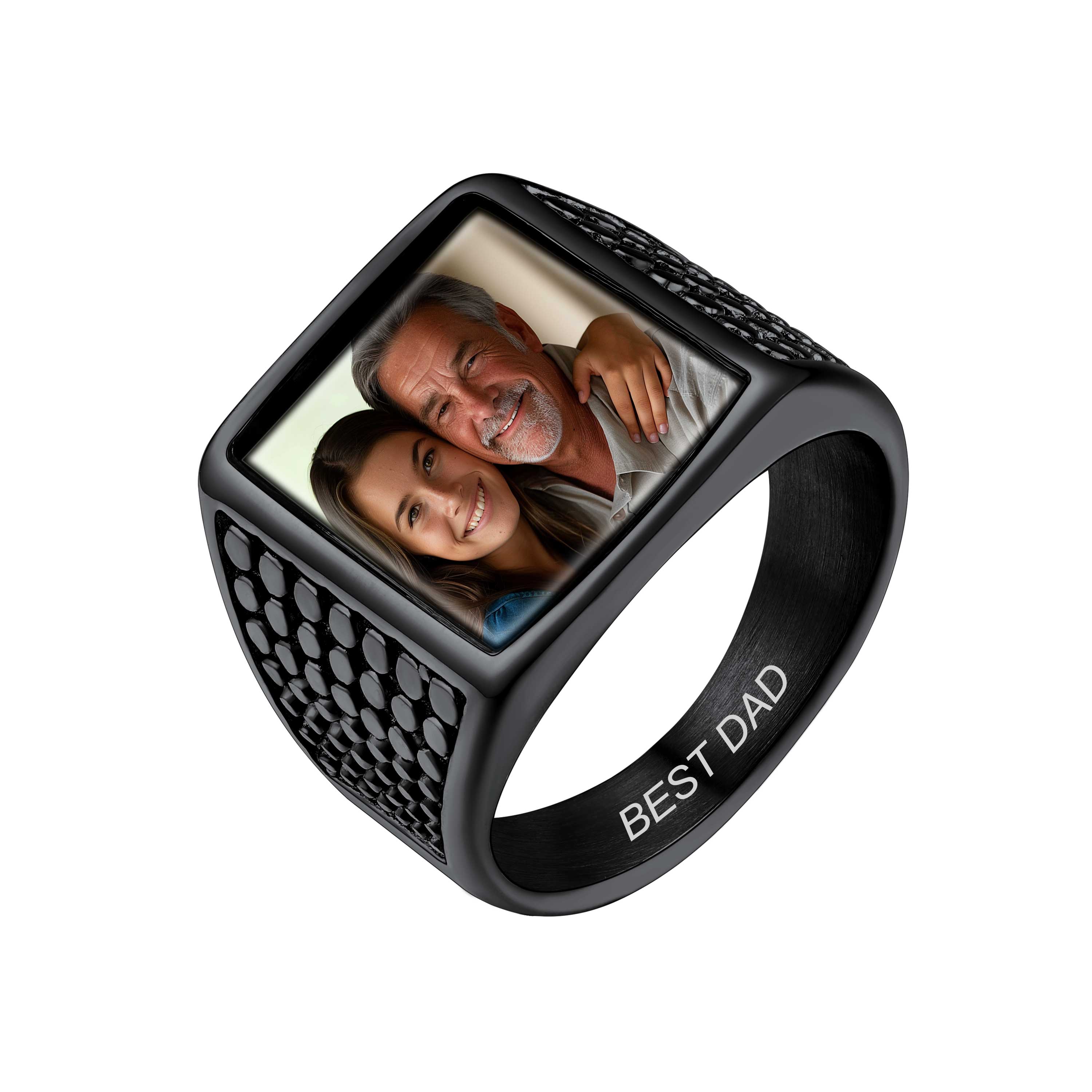 Personalized Square Engraved Signet Rings with Pictures