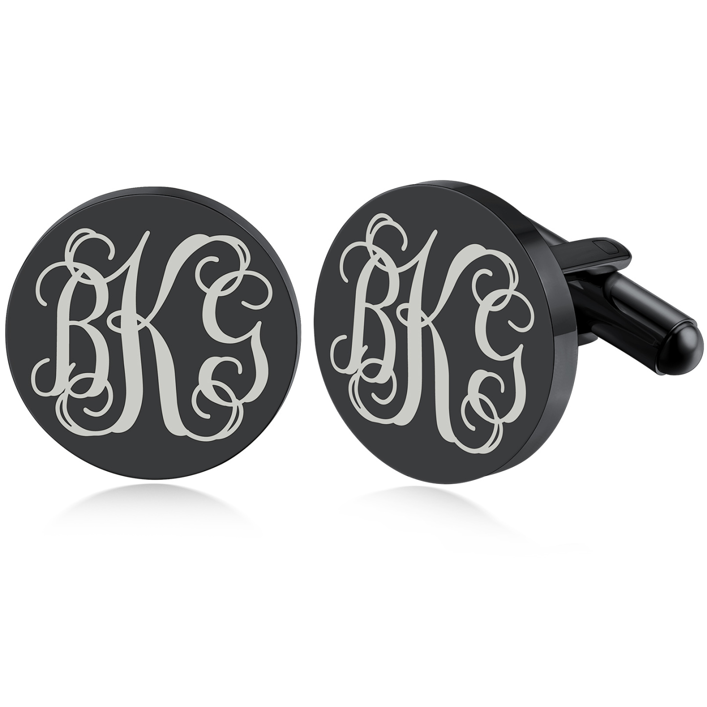 Custom Engraved Monogram Cufflinks black