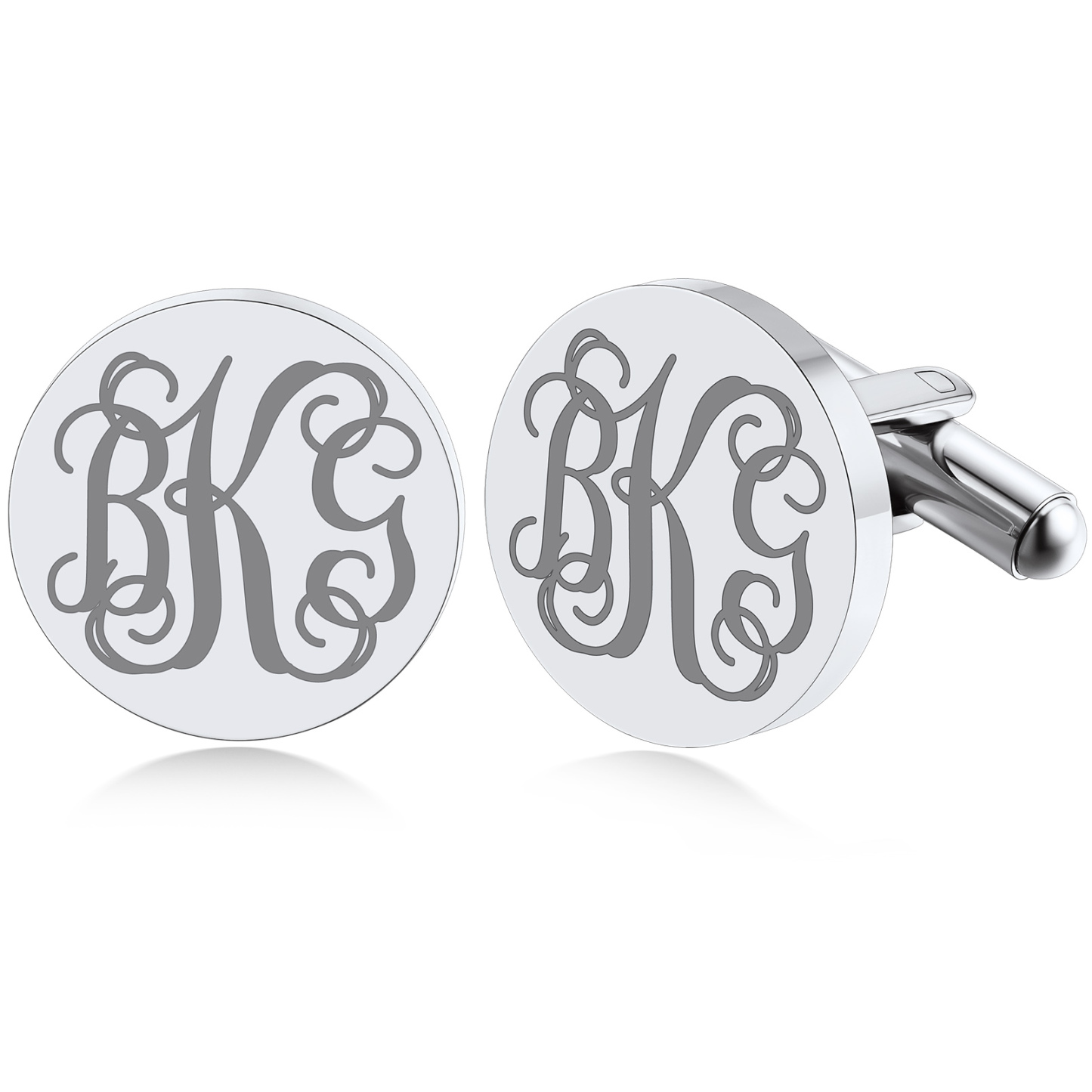 Custom Engraved Monogram Cufflinks silver