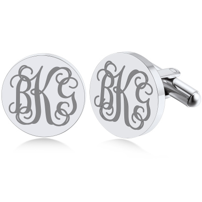 Custom Engraved Monogram Cufflinks silver