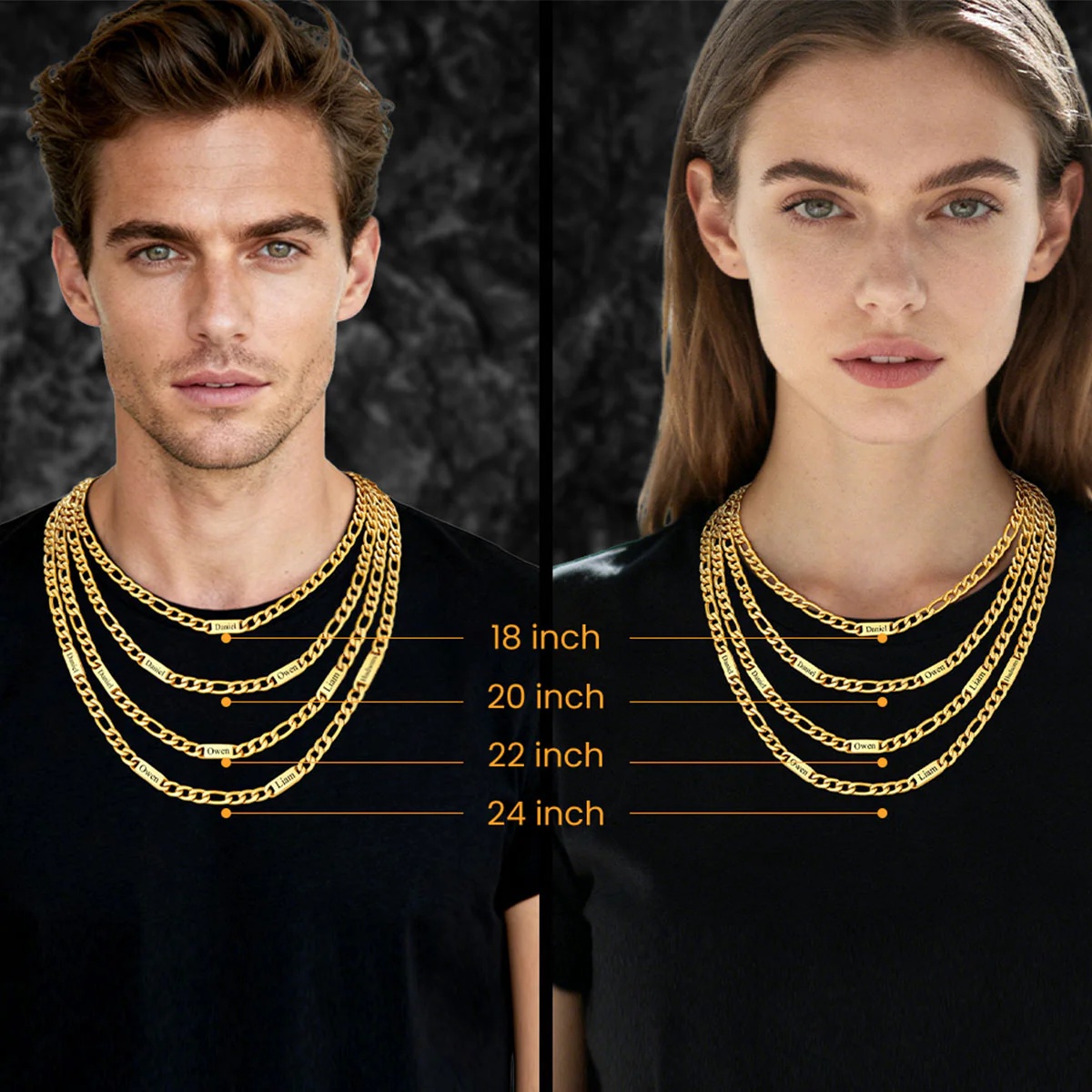 Engraving Name Figaro Chain Necklace 5 7MM