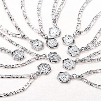 Custom A-Z Initial Ankle Bracelet With Figaro Foot Chain For Women 