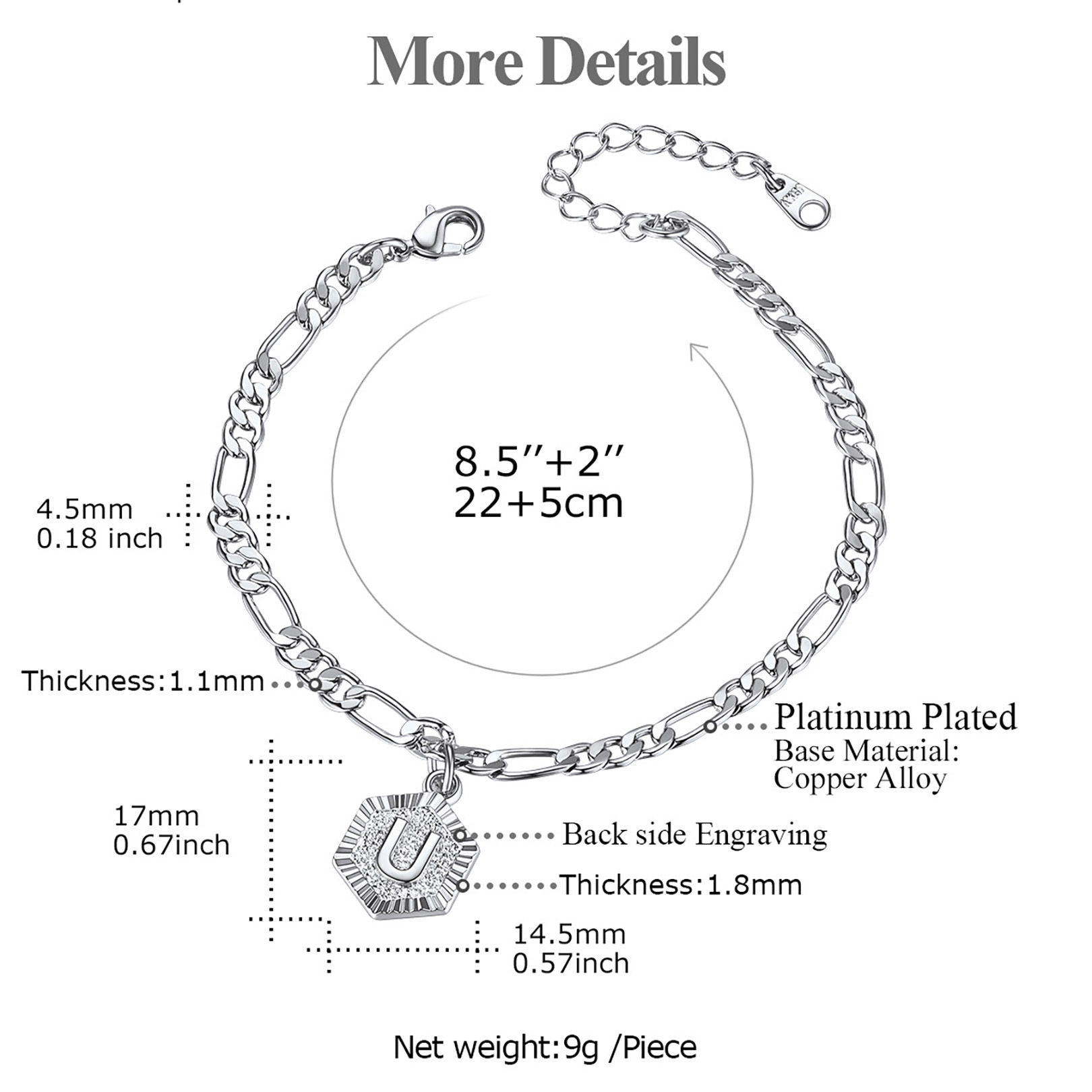 Custom A-Z Initial Ankle Bracelet With Figaro Foot Chain For Women 