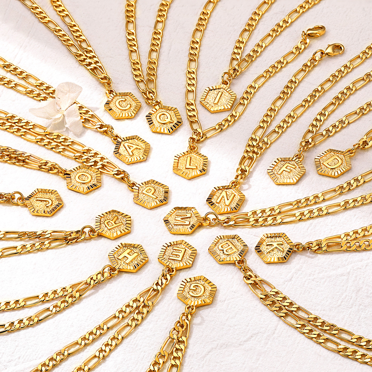 Custom A-Z Initial Ankle Bracelet With Figaro Foot Chain For Women 