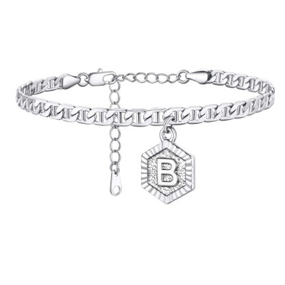 Personalized Mariner Initial Charm Anklet for Women