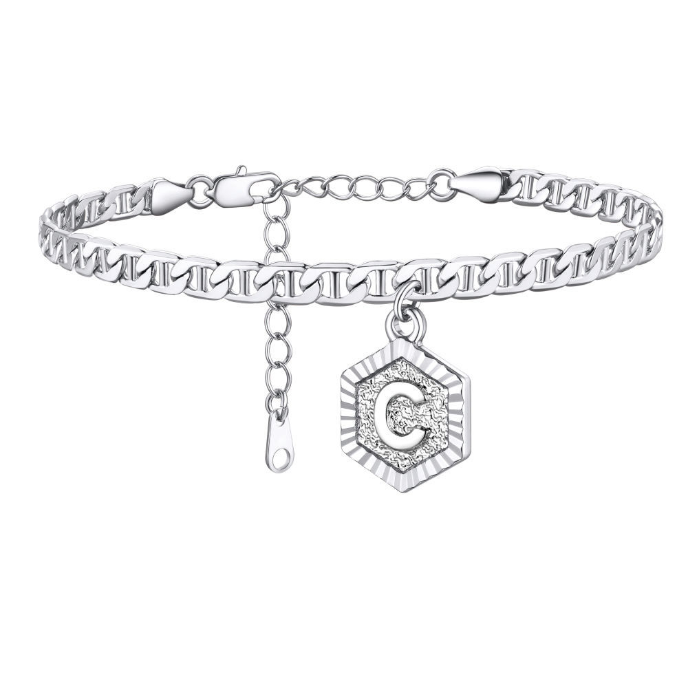 Personalized Mariner Initial Charm Anklet for Women