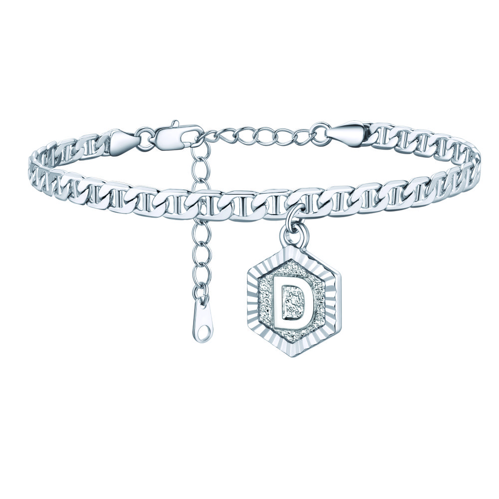 Personalized Mariner Initial Charm Anklet for Women