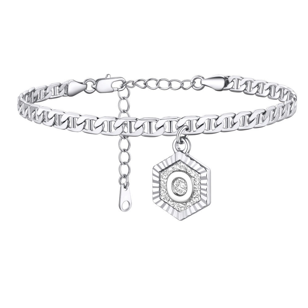 Personalized Mariner Initial Charm Anklet for Women