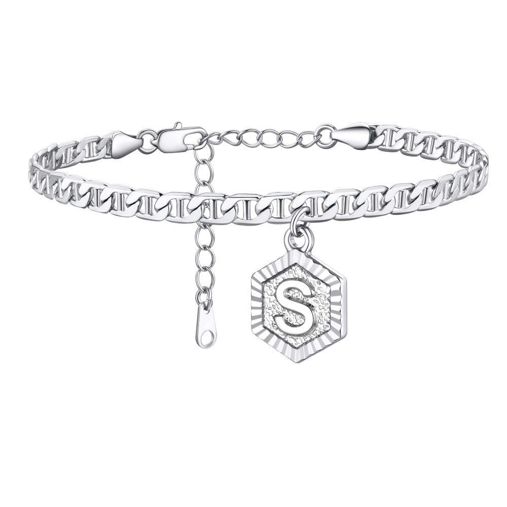 Personalized Mariner Initial Charm Anklet for Women