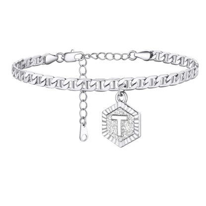 Personalized Mariner Initial Charm Anklet for Women
