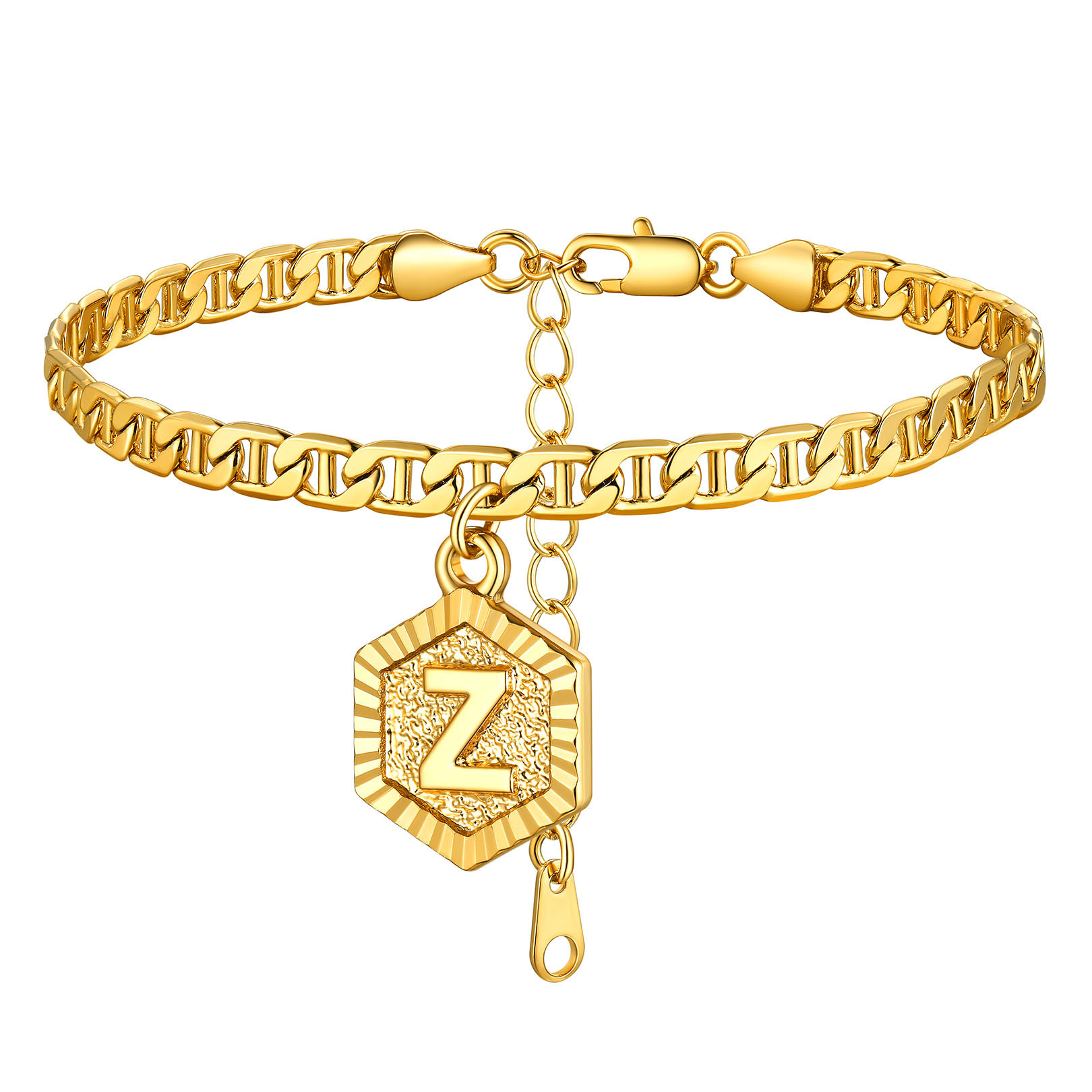 Personalized Mariner Initial Charm Anklet for Women