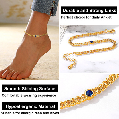 Birthstone Anklet Adjustable for Women