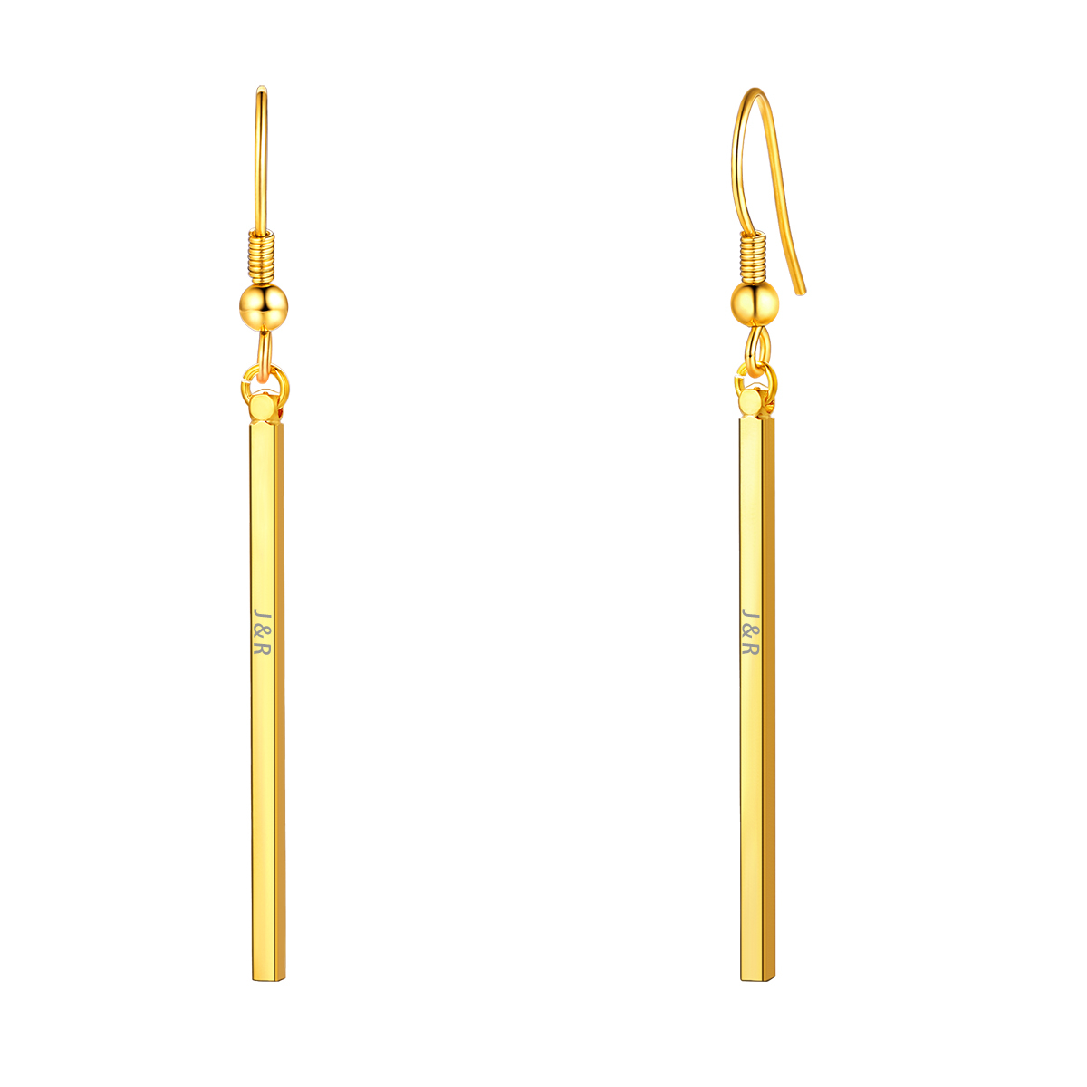 Custom Copper Bar Thin Flat Geometric Stick Drop Earrings gold