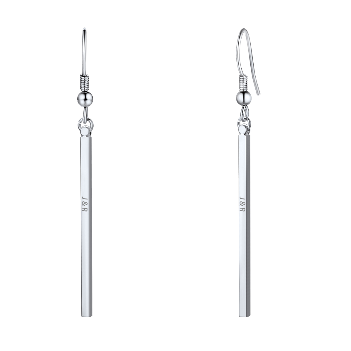 Custom Copper Bar Thin Flat Geometric Stick Drop Earrings For Women silver