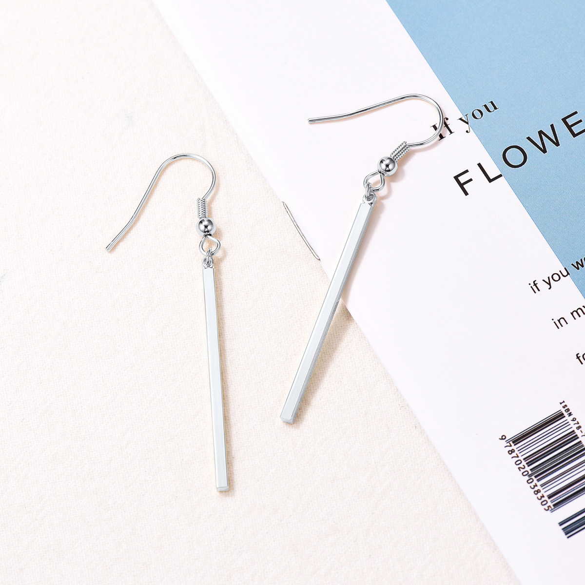 Custom Copper Bar Thin Flat Geometric Stick Drop Earrings Fsilver