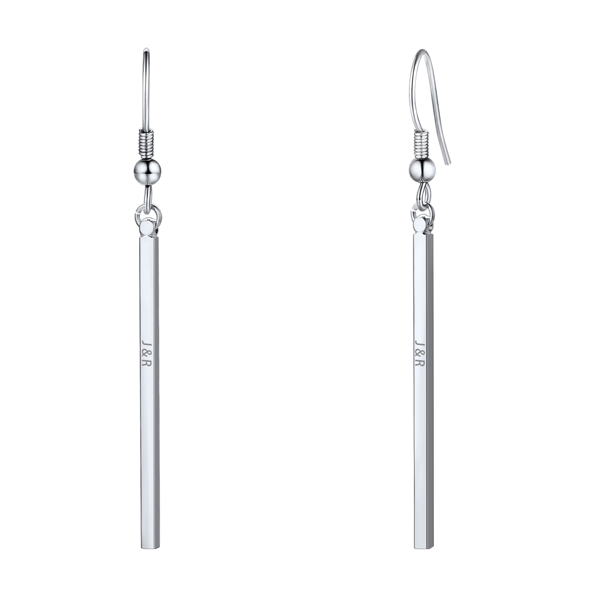 Custom Copper Bar Thin Flat Geometric Stick Drop Earrings For Women silver