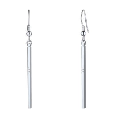 Custom Copper Bar Thin Flat Geometric Stick Drop Earrings For Women silver
