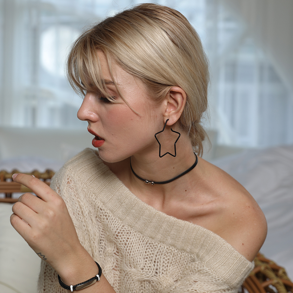 Star Stainless Steel Drop Earrings For Women Fit Sensitive Ears MODEL