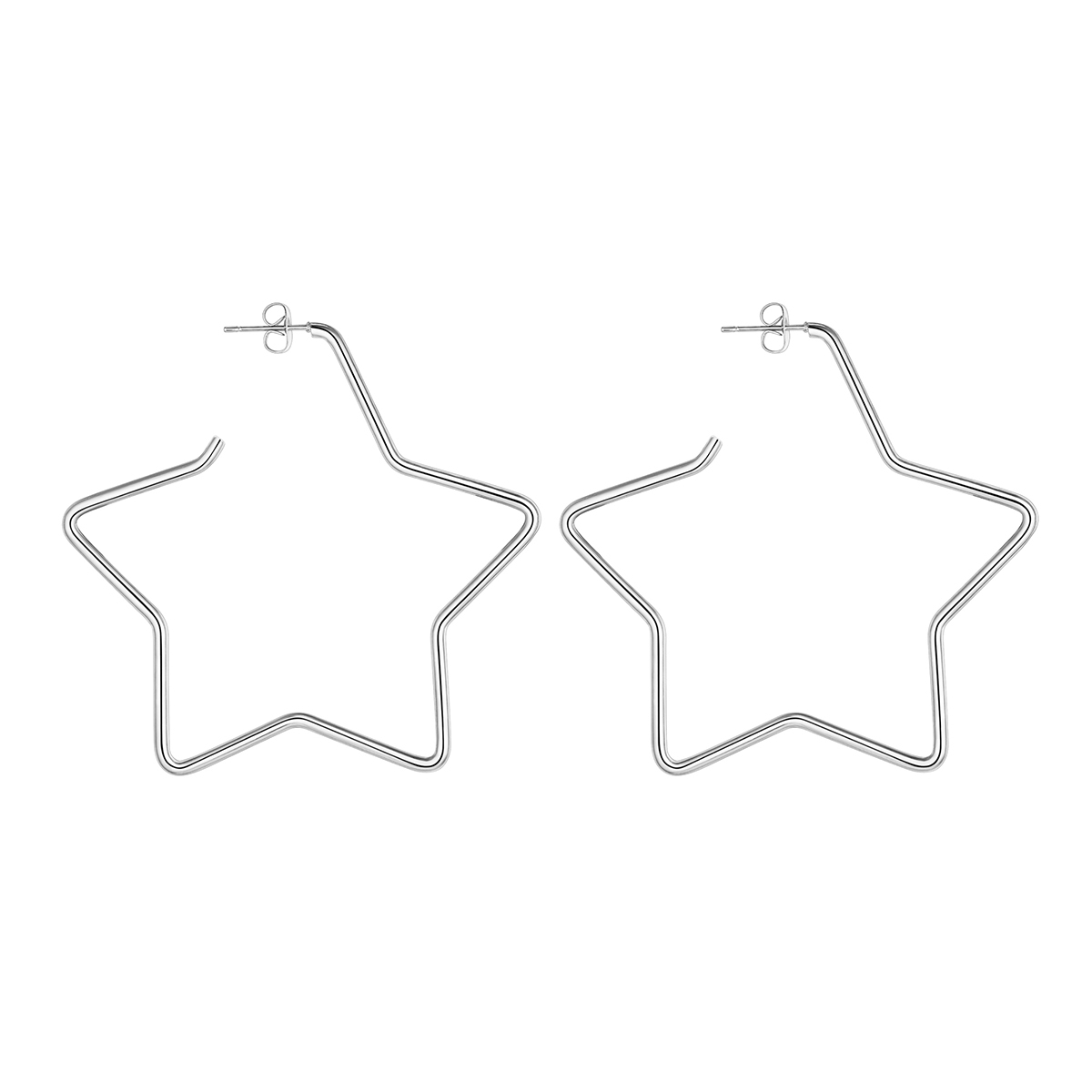 Fashion Star Stainless Steel Drop Earrings For Women SILVER