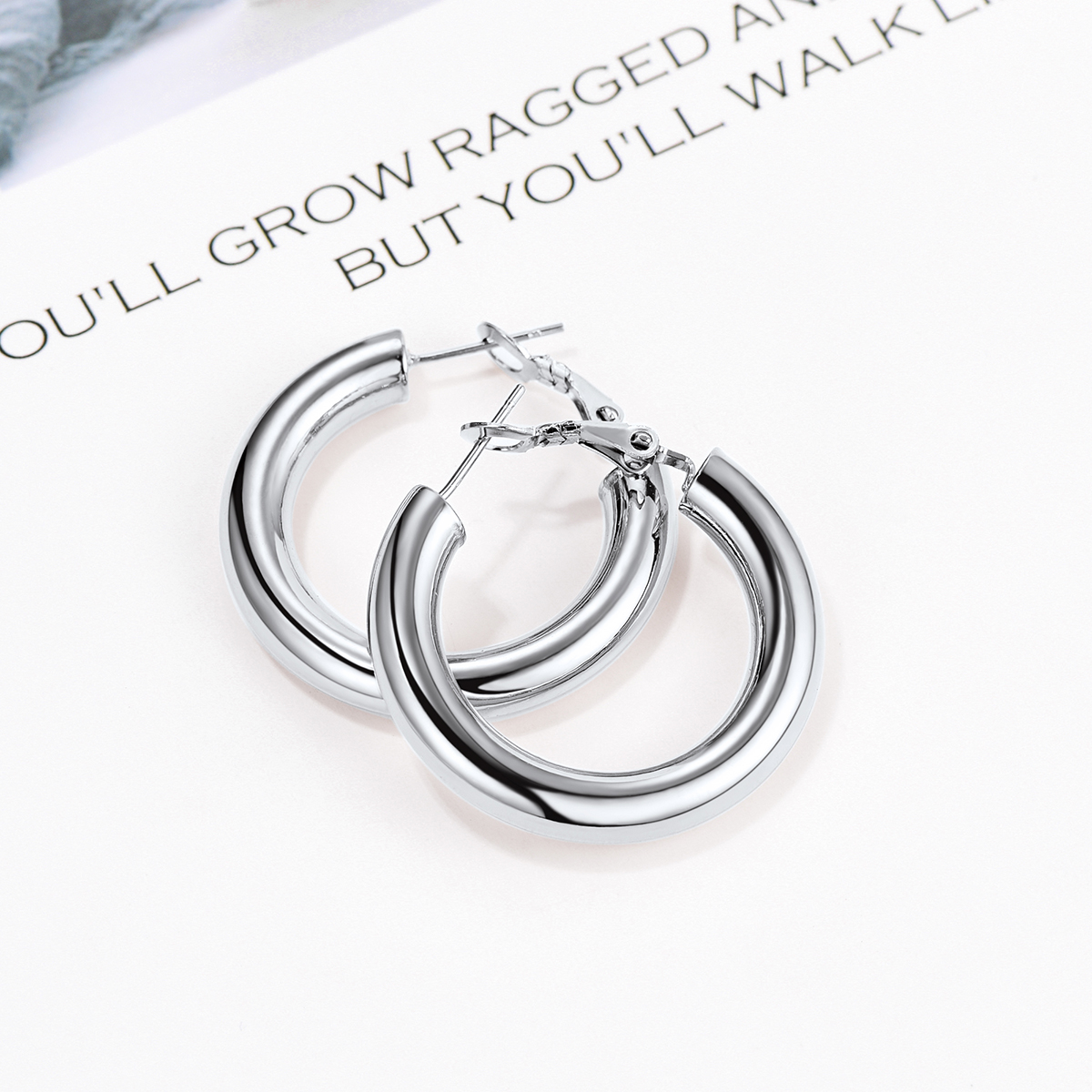 Stainless Steel Round Hoop Earrings For Women