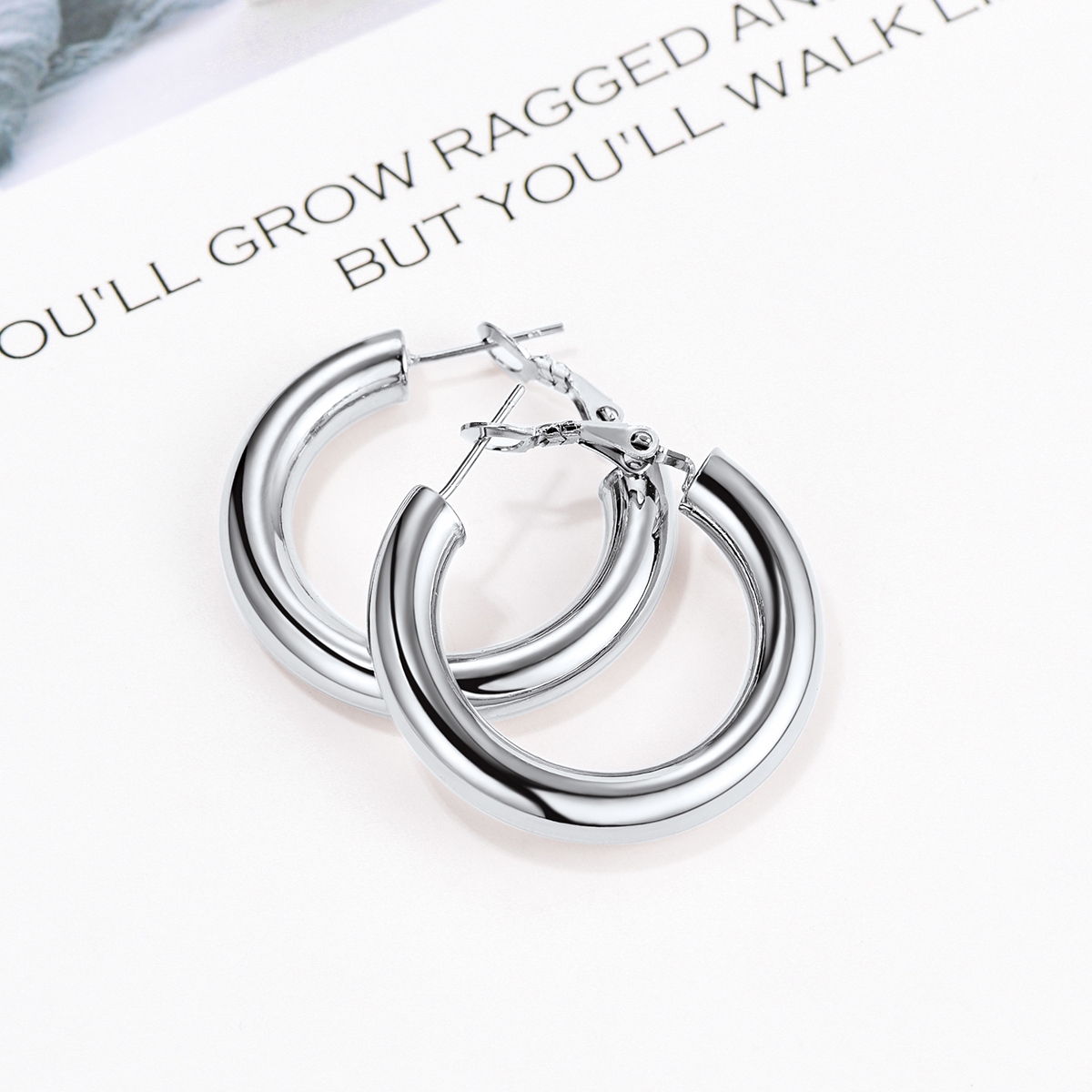 Stainless Steel Round Hoop Earrings For Women