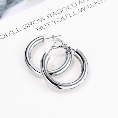 Stainless Steel Round Hoop Earrings For Women