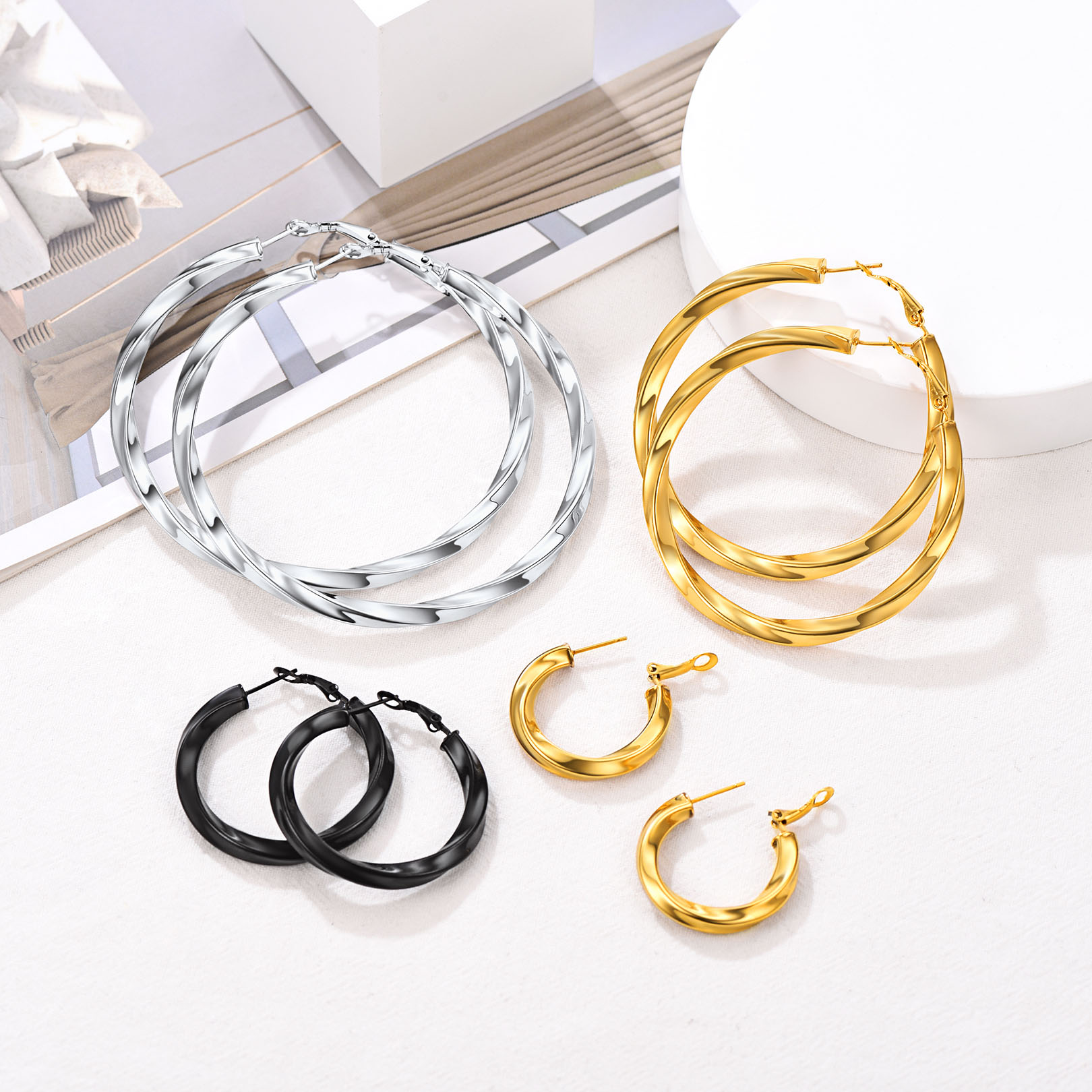 Stainless Steel Lightweight Hoop Earrings Fashion Jewelry For Women collection