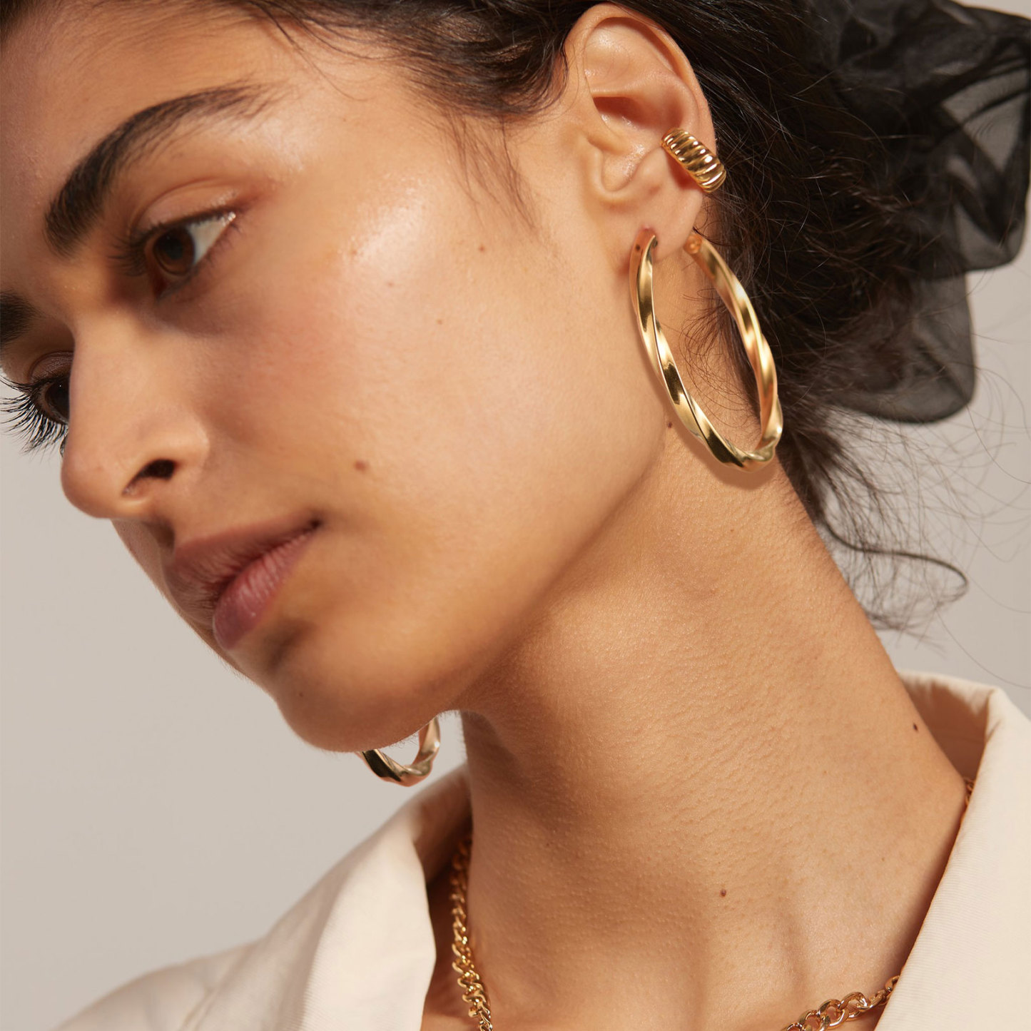 Stainless Steel Lightweight Hoop Earrings Fashion Jewelry For Women gold model