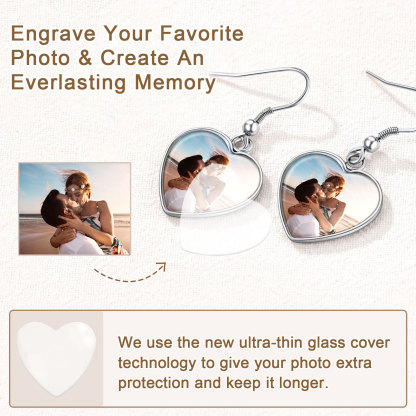 Photo Heart Earrings for Women
