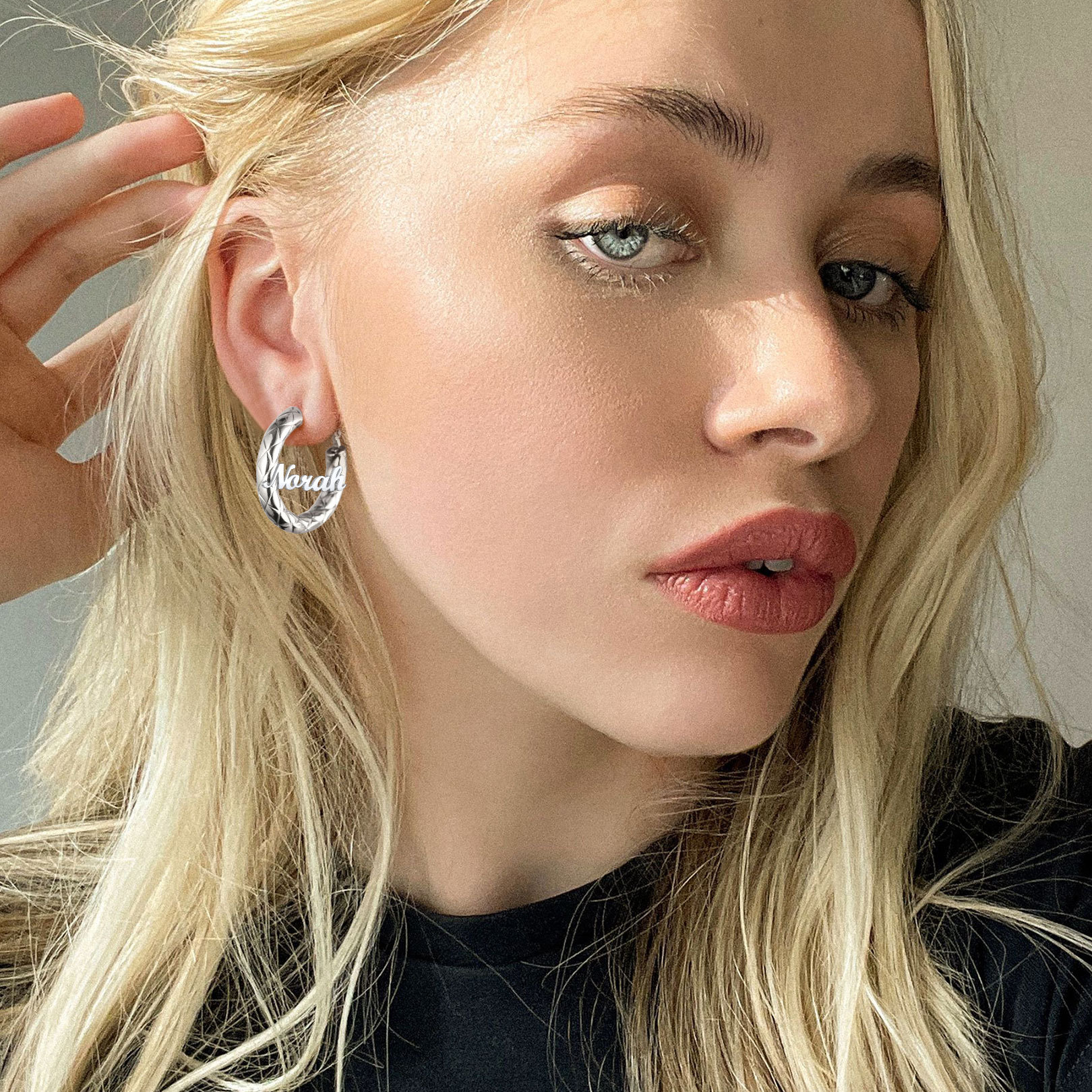 Hoop Earrings with Name Inside Gift for Women 30/40/60/80mm model