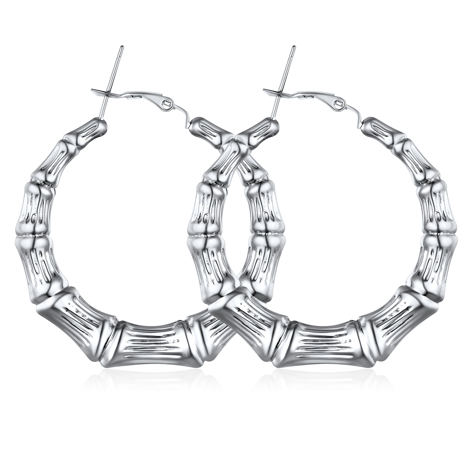 Bamboo Stainless Steel Hoop Earrings for Women