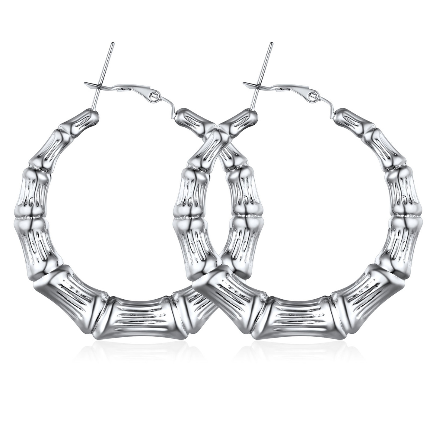 Bamboo Stainless Steel Hoop Earrings for Women